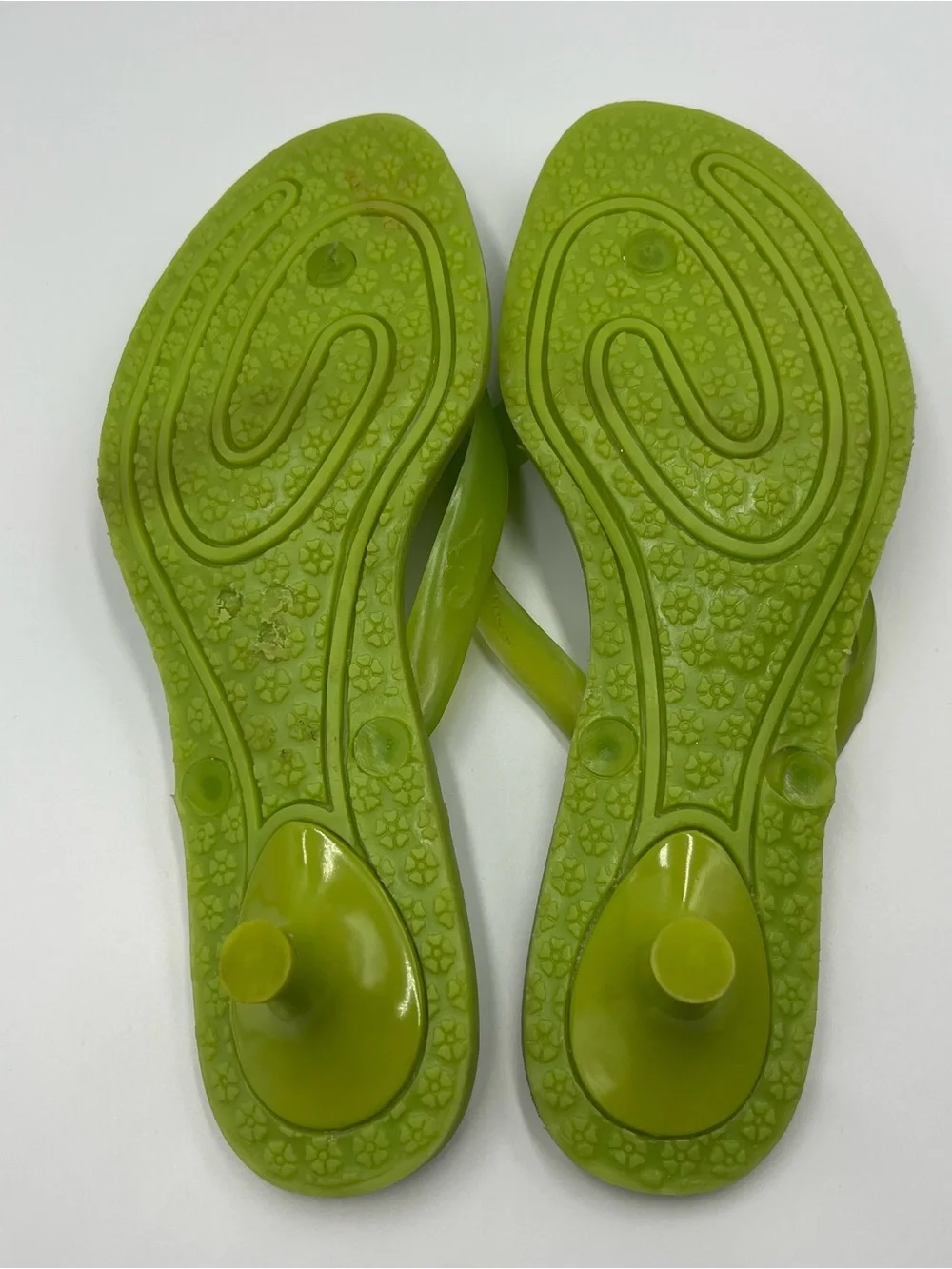 Vtg RARE Rocket Dog Y2K Matte Lime Green Jelly Kitten Heel Sandals Thong Mules 8